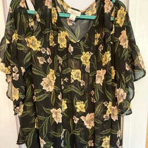 Women’s 3X cold shoulder sheer blouse